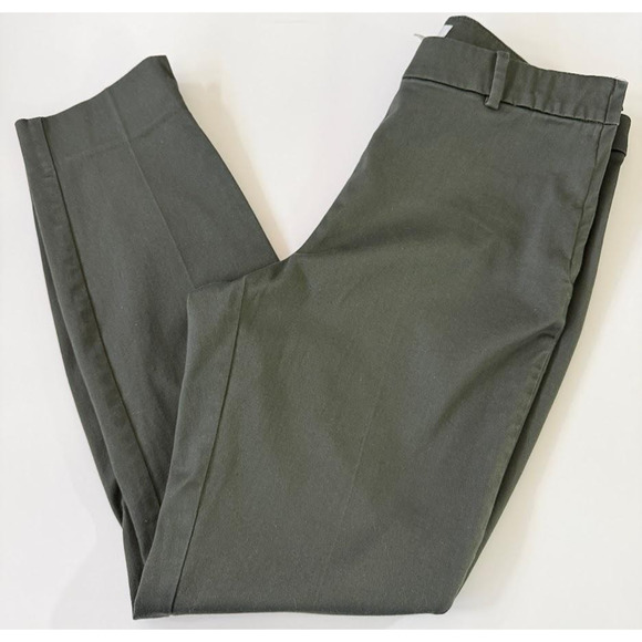 H&M Pants Womens 8 Olive Green Chino Slim Fit Stretch Ankle Dress Casual Office - Picture 1 of 16